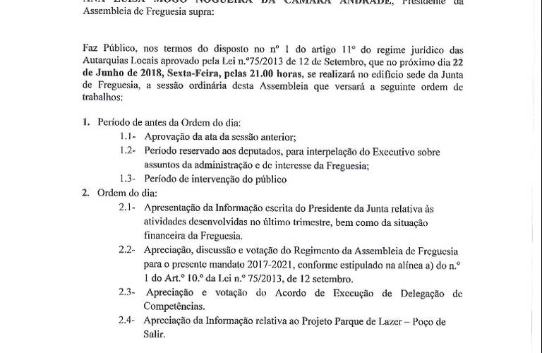 Assembleia Freguesia 22/06/2018